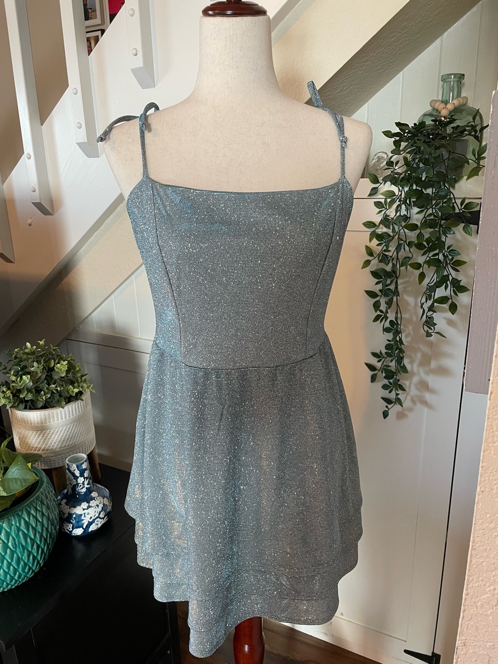 Honey and Rosie Glittering Silver Blue Dress